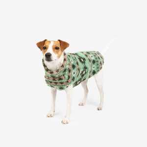 Nell Aztec Sherpa Reversible Sage Dog Jacket – Cozy, Stylish Adjustable Jacket for Dogs - L