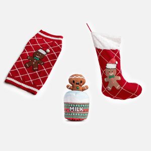 Gingerbread X-MAS Bundle | Festive Dog Sweater, Stocking & Toy - M